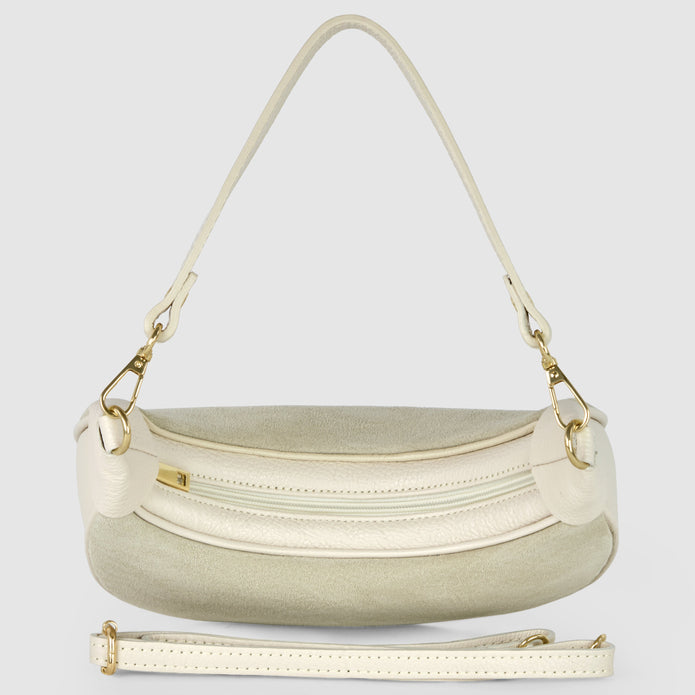 Italian Genuine Suede & Full-Grain Leather Shoulder Bag | Arezzo