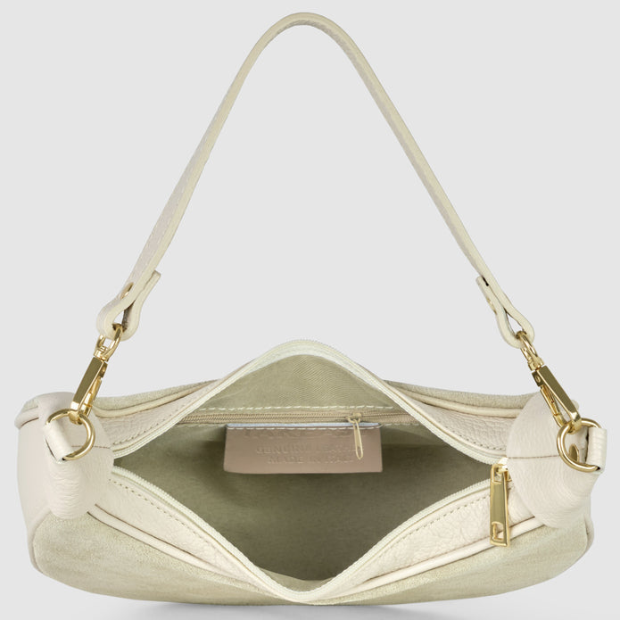 Italian Genuine Suede & Full-Grain Leather Shoulder Bag | Arezzo