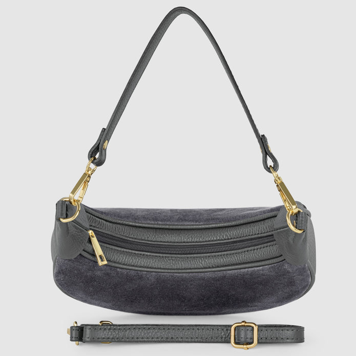 Italian Genuine Suede & Full-Grain Leather Shoulder Bag | Arezzo