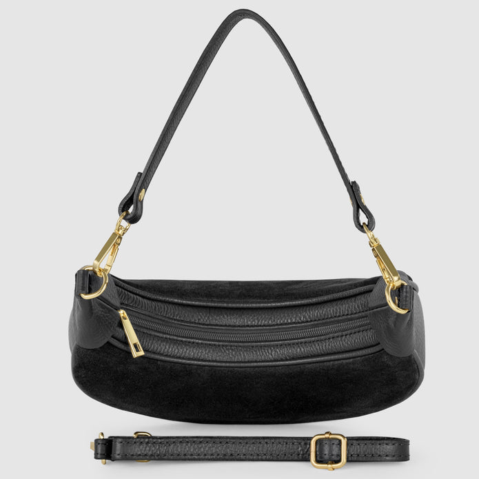 Italian Genuine Suede & Full-Grain Leather Shoulder Bag | Arezzo