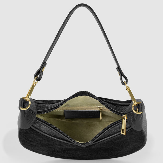 Italian Genuine Suede & Full-Grain Leather Shoulder Bag | Arezzo
