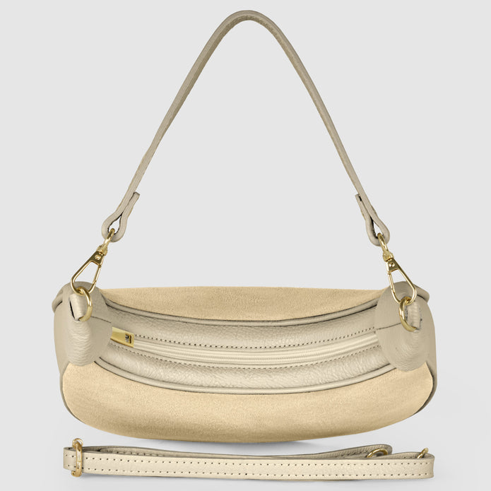 Italian Genuine Suede & Full-Grain Leather Shoulder Bag | Arezzo