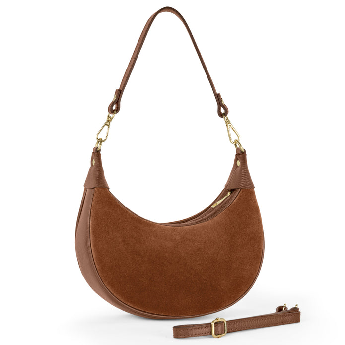 Italian Genuine Suede & Full-Grain Leather Shoulder Bag | Arezzo