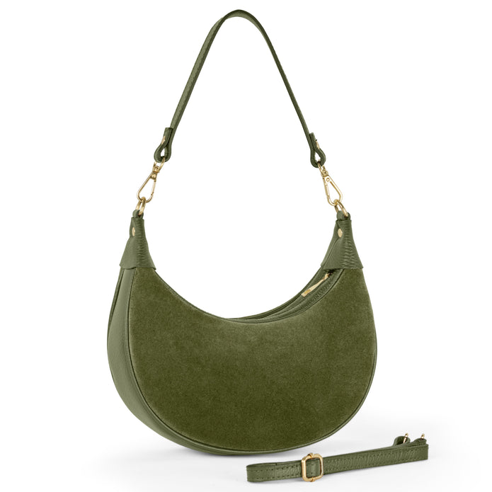 Italian Genuine Suede & Full-Grain Leather Shoulder Bag | Arezzo