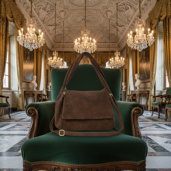 Italian Genuine Suede Top-Handle Bag | Ravenna
