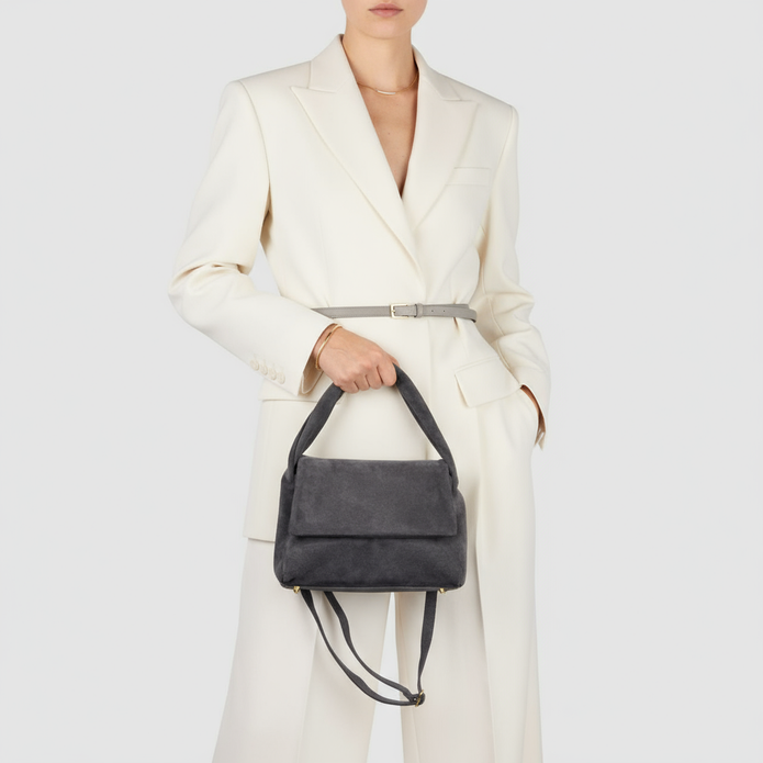 Italian Genuine Suede Top-Handle Bag | Ravenna