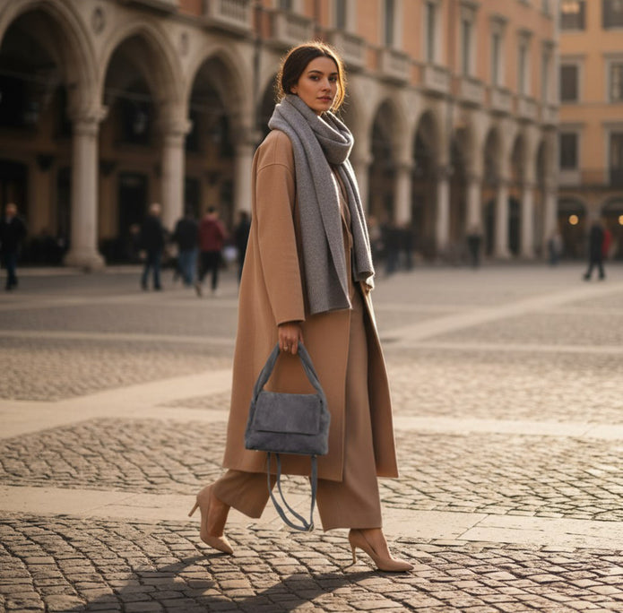 Italian Genuine Suede Top-Handle Bag | Ravenna