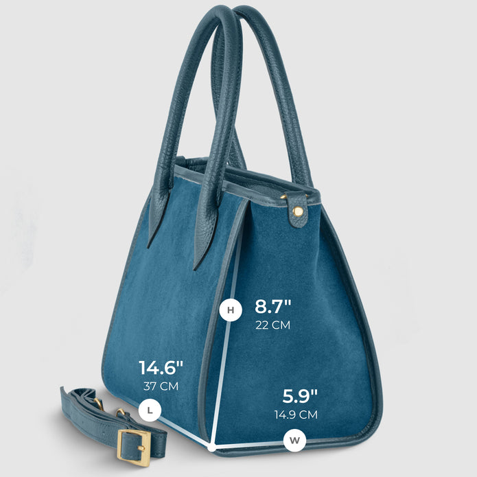 Italian Genuine Suede & Full-Grain Leather Top-Handle Bag | Alba
