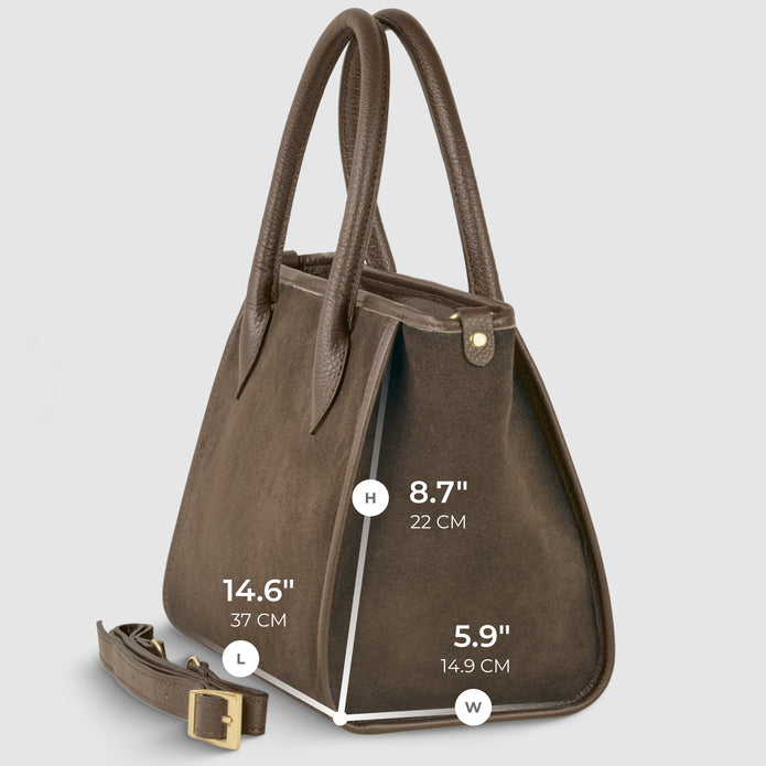 Italian Genuine Suede & Full-Grain Leather Top-Handle Bag | Alba