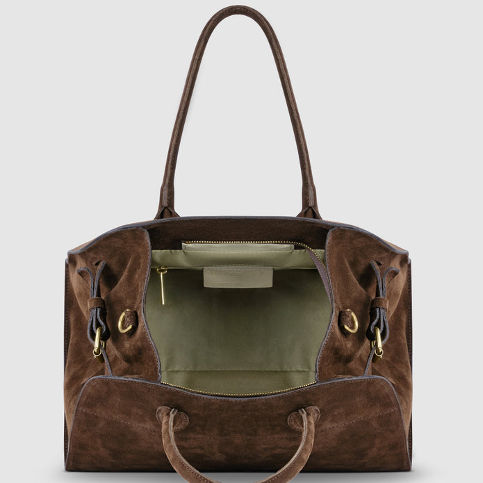 Italian Genuine Suede Top-Handle Bag | Cuneo