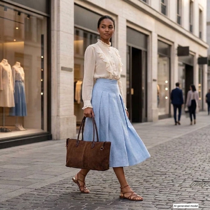 Italian Genuine Suede & Full-Grain Leather Tote Bag | Bologna