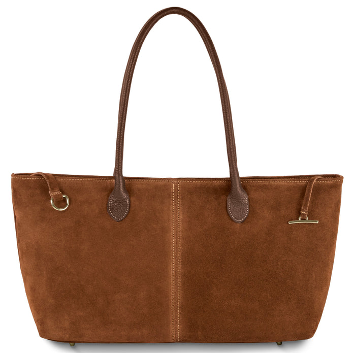 Italian Genuine Suede & Full-Grain Leather Tote Bag | Bologna