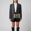 Italian Genuine Python-Print Suede Crossbody Bag | Lecce