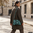 Italian Genuine Python-Print Suede Crossbody Bag | Lecce