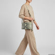 Italian Genuine Python-Print Suede Crossbody Bag | Lecce