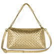 Italian Genuine Woven-Embossed Metallic Suede Crossbody Bag | Roma