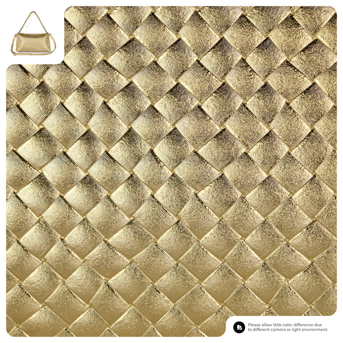 Italian Genuine Woven-Embossed Metallic Suede Crossbody Bag | Roma