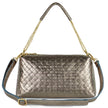 Italian Genuine Woven-Embossed Metallic Suede Crossbody Bag | Roma