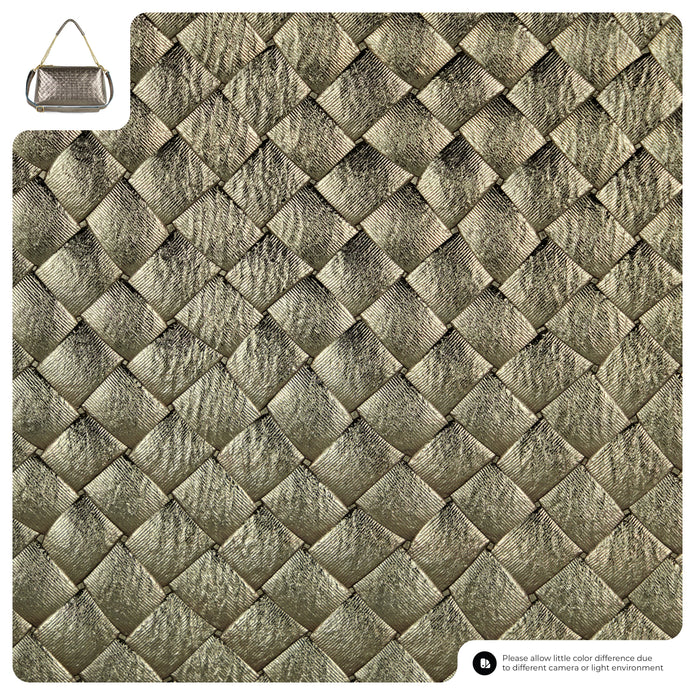 Italian Genuine Woven-Embossed Metallic Suede Crossbody Bag | Roma