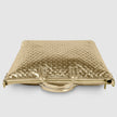 Italian Genuine Woven-Embossed Metallic Suede Top-Handle Bag | Urbino