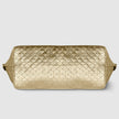 Italian Genuine Woven-Embossed Metallic Suede Top-Handle Bag | Urbino