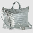 Italian Genuine Woven-Embossed Metallic Suede Top-Handle Bag | Urbino
