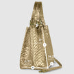 Italian Genuine Woven-Embossed Metallic Suede Top-Handle Bag | Savona