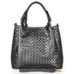 Italian Genuine Woven-Embossed Metallic Suede Top-Handle Bag | Savona
