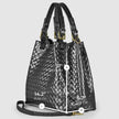 Italian Genuine Woven-Embossed Metallic Suede Top-Handle Bag | Savona