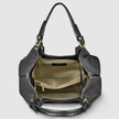 Italian Genuine Woven-Embossed Metallic Suede Top-Handle Bag | Savona