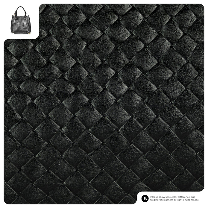 Italian Genuine Woven-Embossed Metallic Suede Top-Handle Bag | Savona