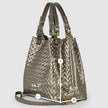 Italian Genuine Woven-Embossed Metallic Suede Top-Handle Bag | Savona