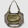 Italian Genuine Woven-Embossed Metallic Suede Top-Handle Bag | Savona