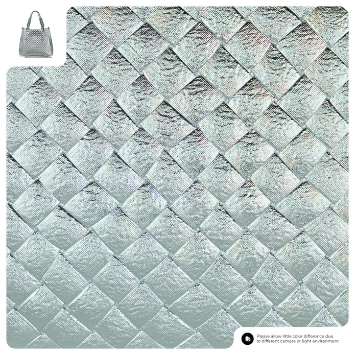 Italian Genuine Woven-Embossed Metallic Suede Top-Handle Bag | Savona
