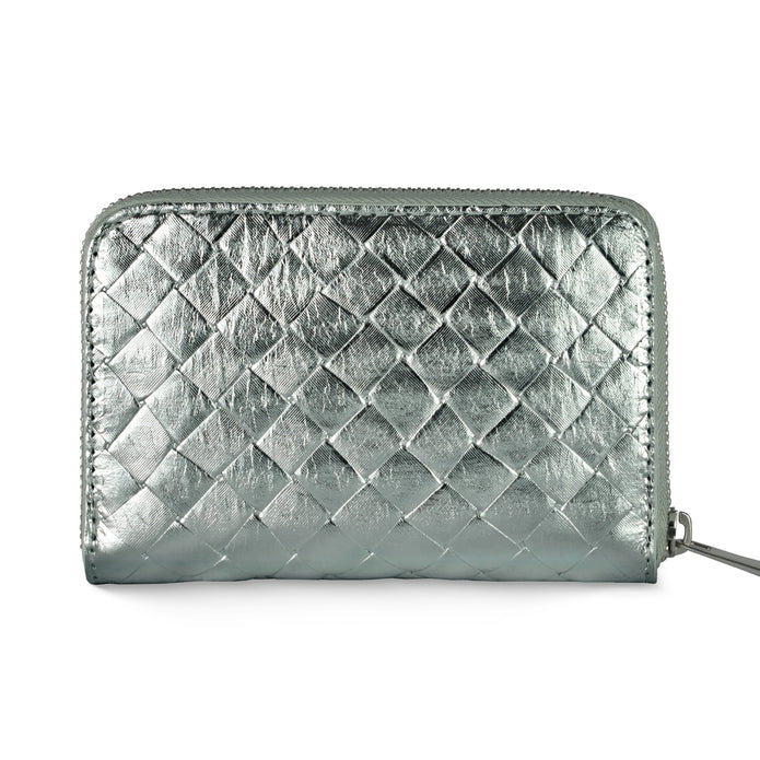 Italian Genuine Woven-Embossed Metallic Suede Wallet | Pesaro