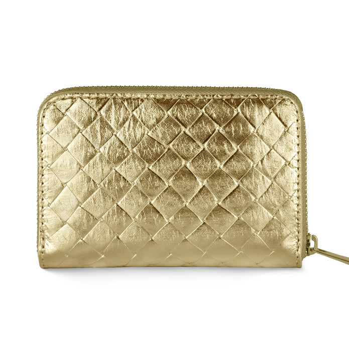 Italian Genuine Woven-Embossed Metallic Suede Wallet | Pesaro