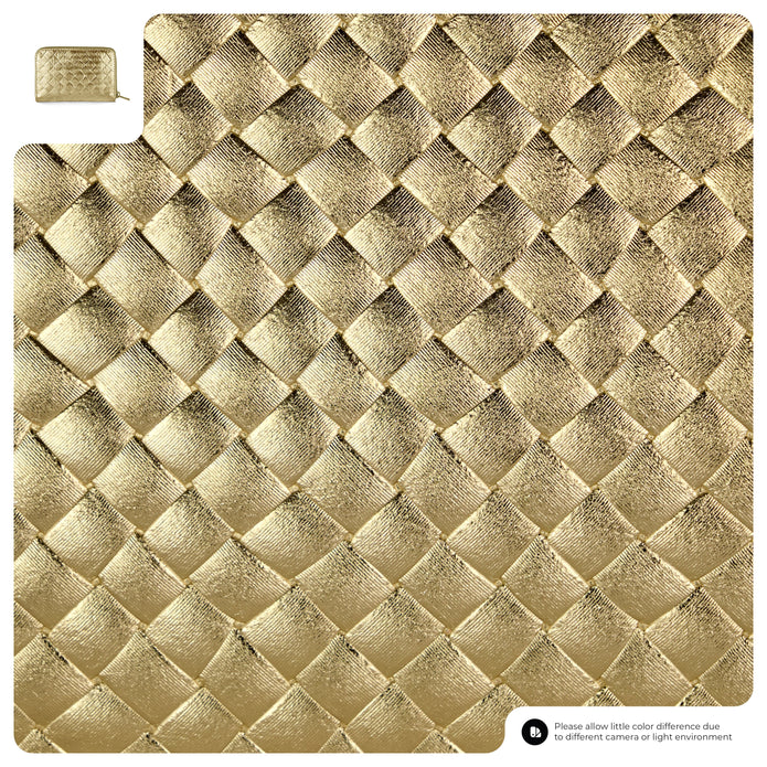 Italian Genuine Woven-Embossed Metallic Suede Wallet | Pesaro