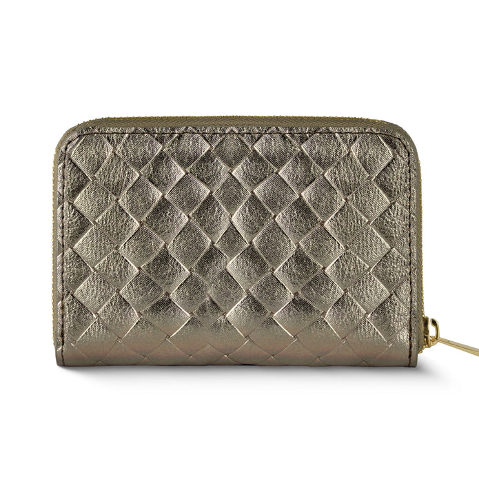 Italian Genuine Woven-Embossed Metallic Suede Wallet | Pesaro