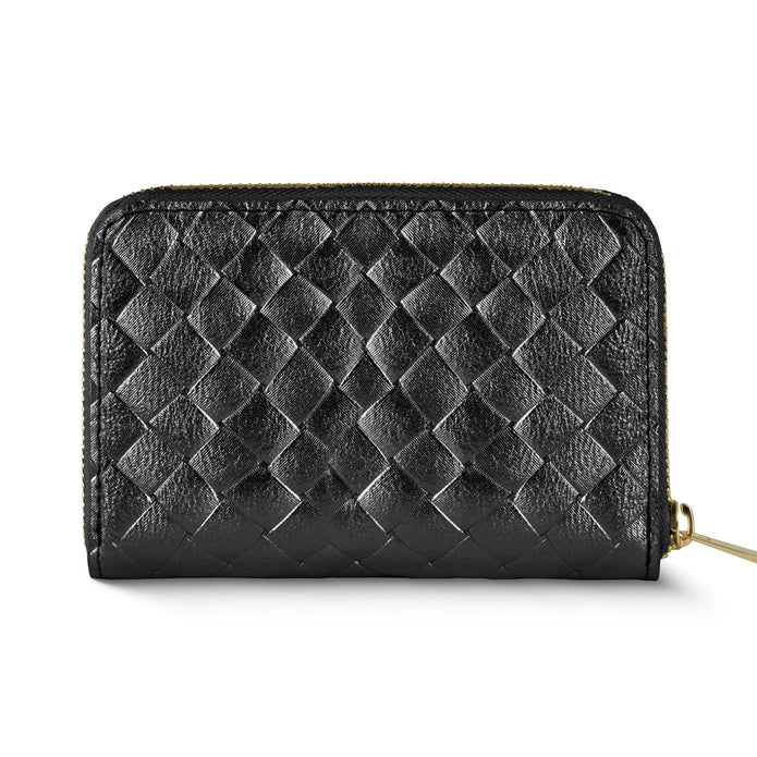 Italian Genuine Woven-Embossed Metallic Suede Wallet | Pesaro