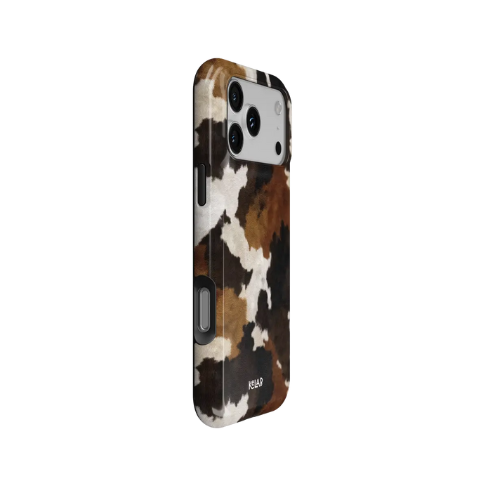 Cattle Drive | Brown & Black Cow Print iPhone Case