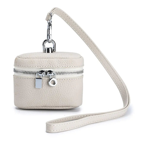 Premium First-Layer Cowhide Small Zipper Storage